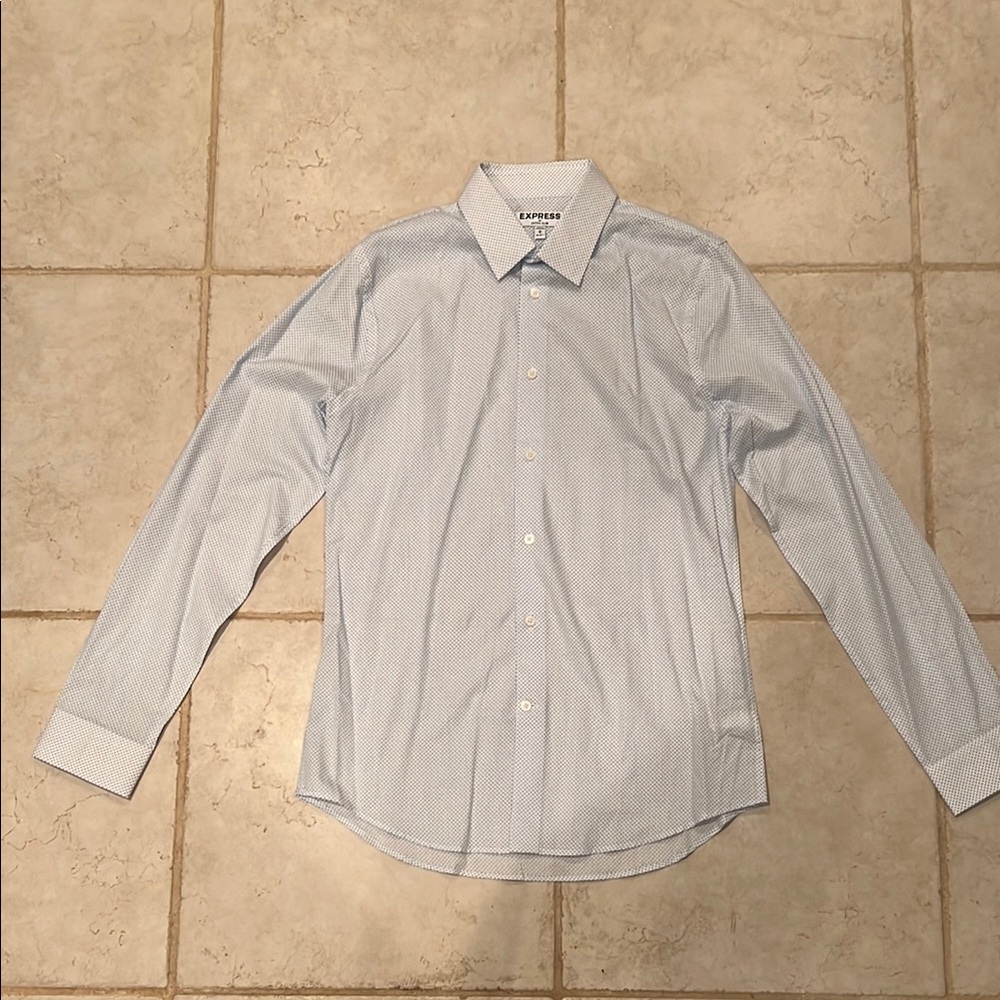 Express Blue Dress Shirt with Subtle Pattern - Medium
